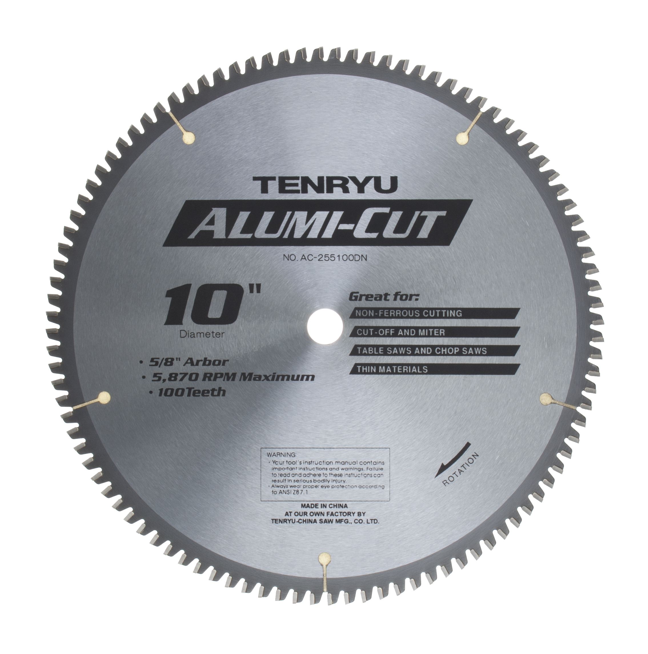 Tenryu AC-255100DN 10" Carbide Tipped Saw Blade ( 100 Tooth TCG Grind