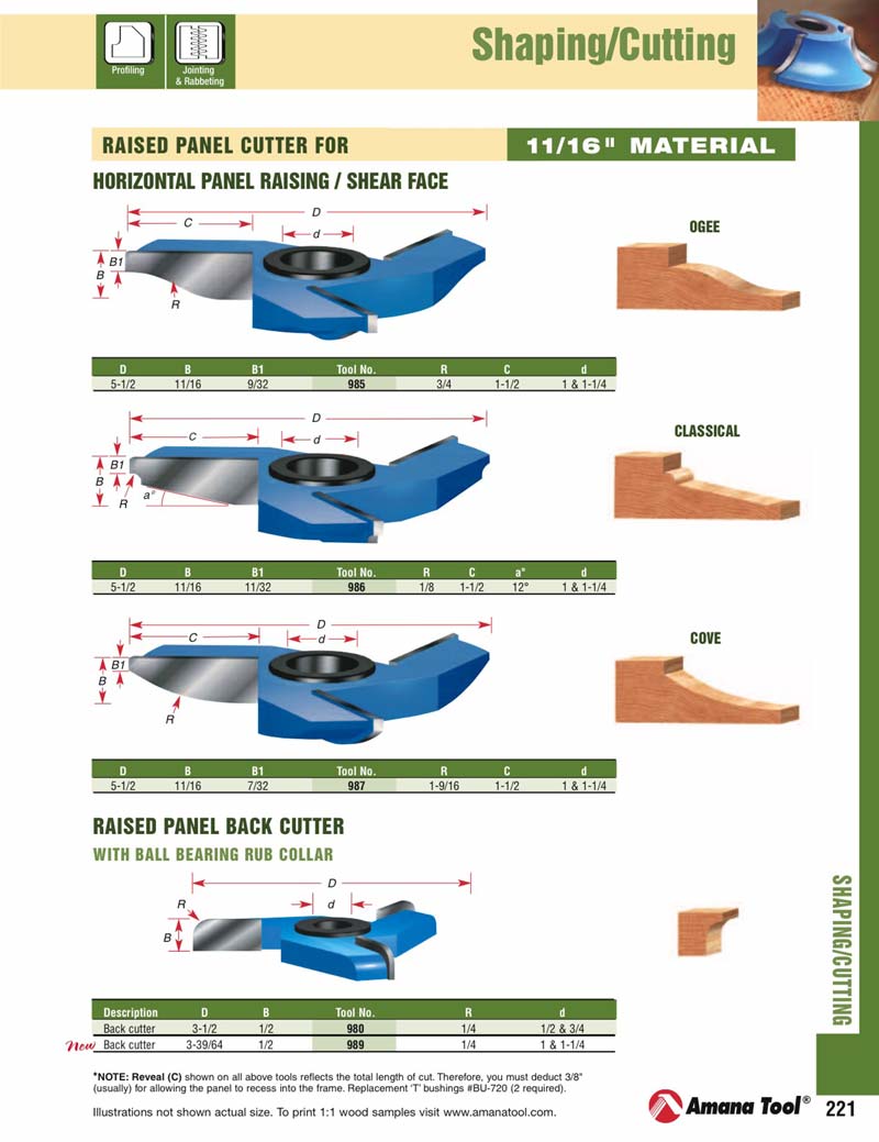 Amana 987 COVE PANEL RAISE CUTTER