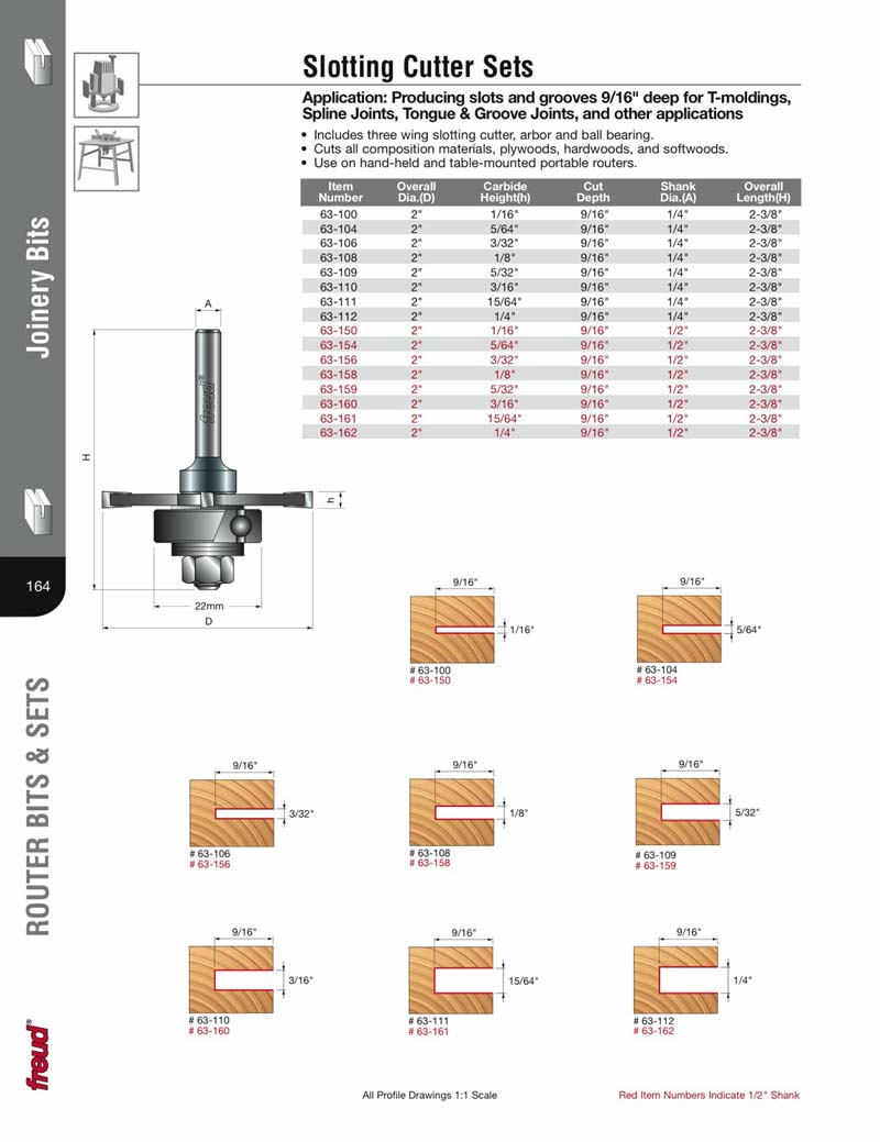 Freud 63100 1/16" Height Slot Cutting Set (1/4" Shank)