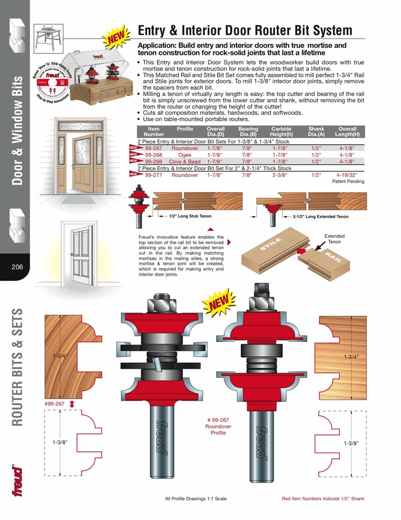 Freud 99-267 Entry and Interior Door Router Bit Set for sale online 