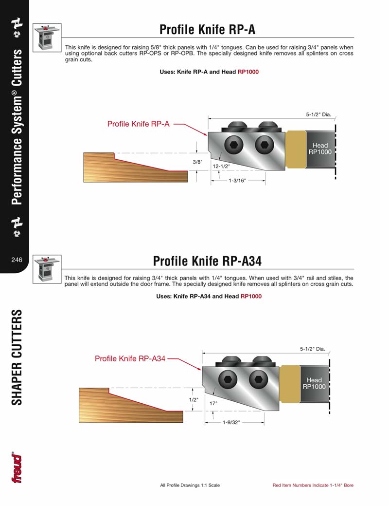 Freud RPA34 Performance System Raised Panel Shaper Cutter Knife Set "A