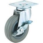 [WOODSTOCK D2595] 3" Gray Rubber Caster 150 Lbs., Plate, Swivel, Lock