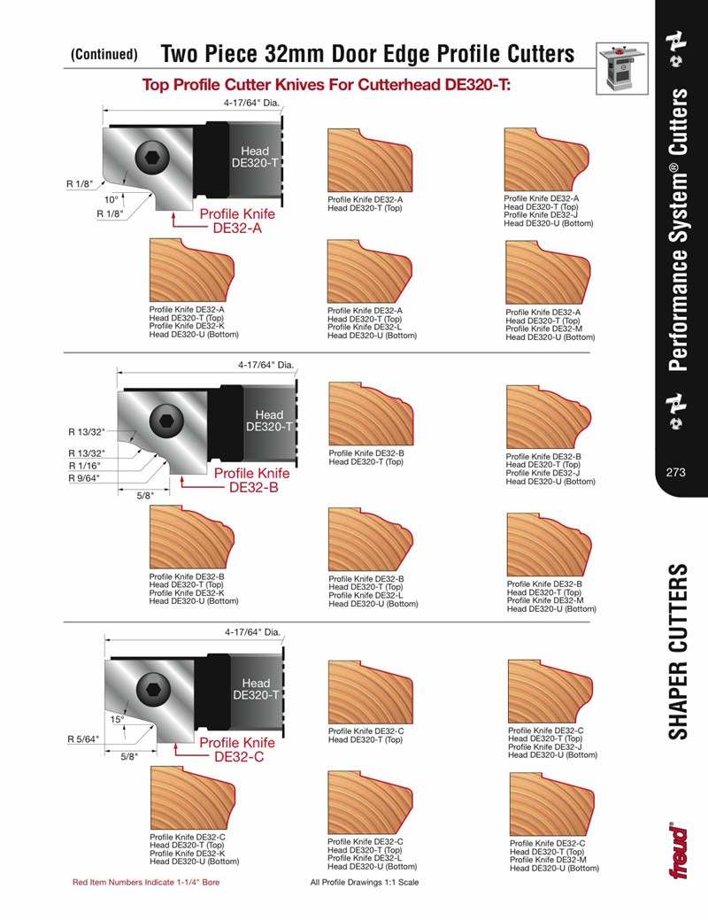 Freud DE32-B Performance 32mm System Shaper Cutter Profile Set